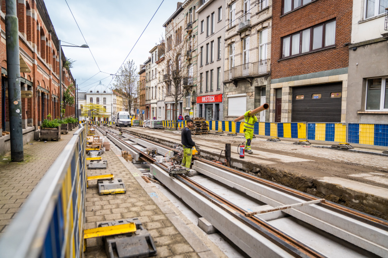 chantier werf stib mivb renouvellement voie